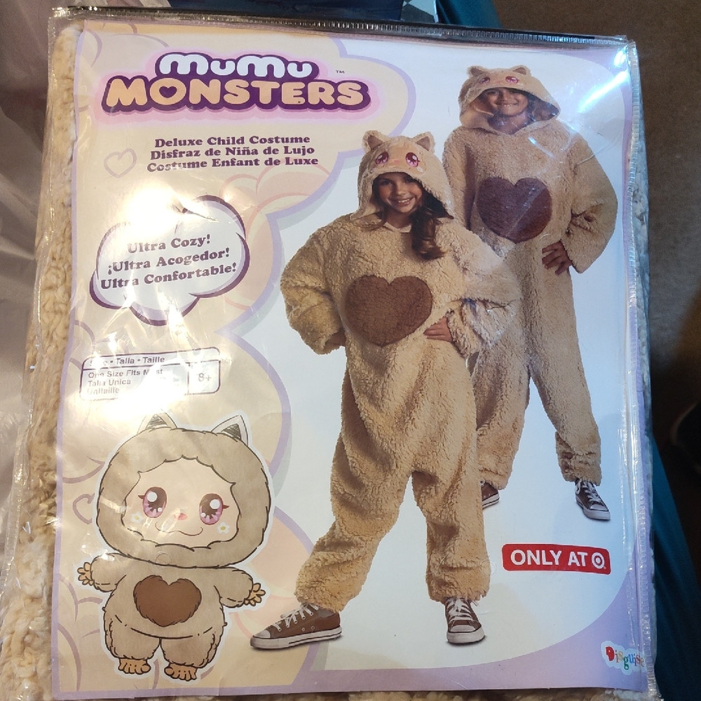 Kids Beige Heart Plush Costume Mumu Monster